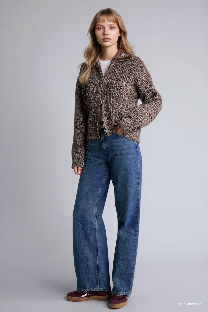 Woman Brown Oversize Fit Cardigan
