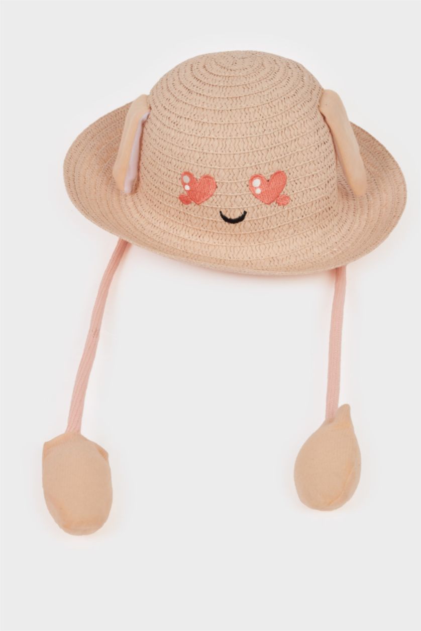 Kız Çocuk - Genç Kız Pembe Hasır Şapka Kız Çocuk