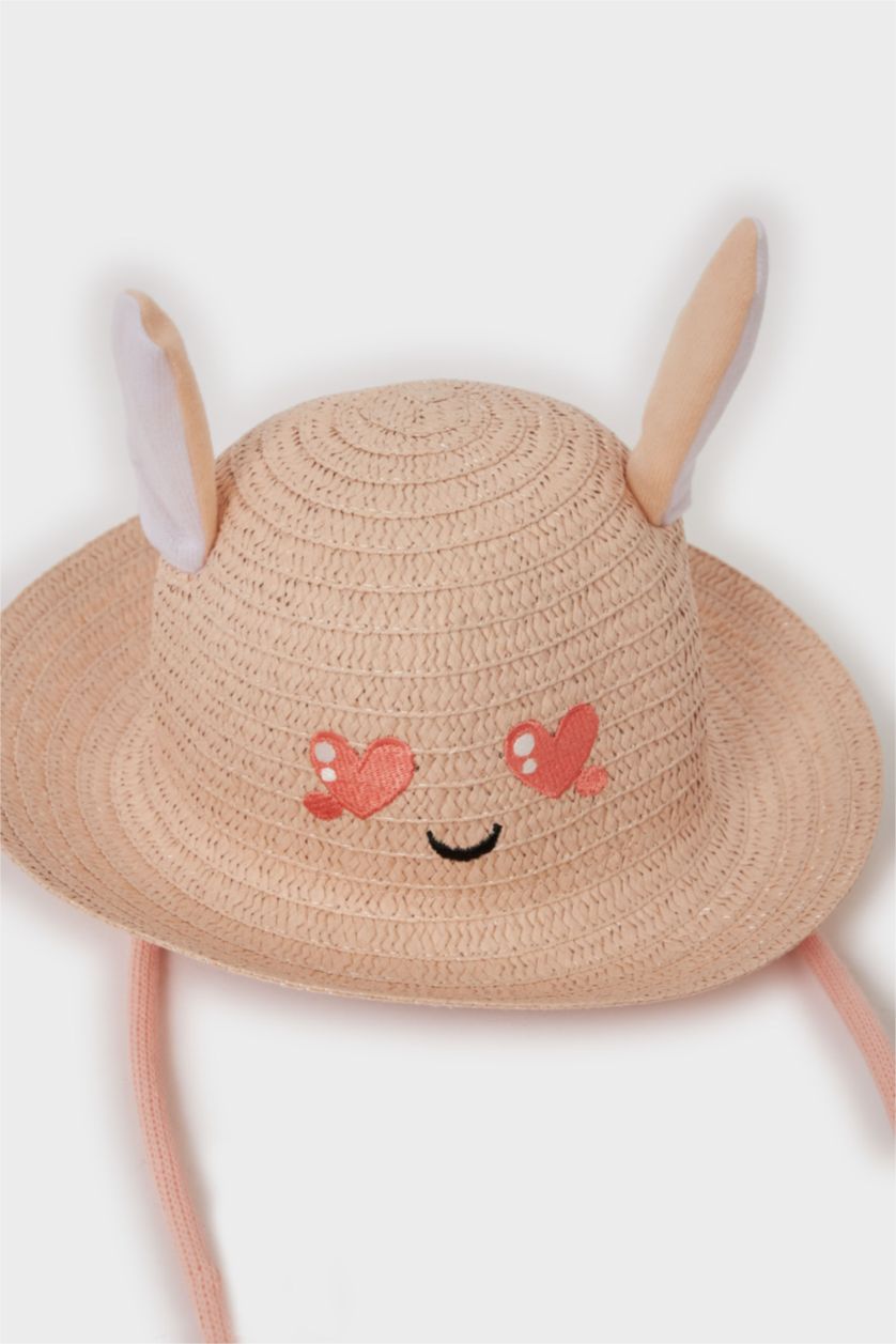 Kız Çocuk - Genç Kız Pembe Hasır Şapka Kız Çocuk