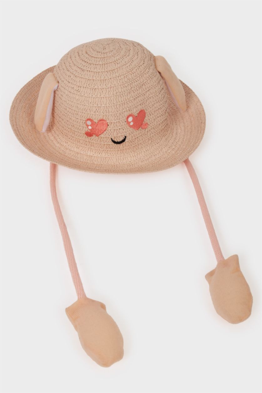 Kız Çocuk - Genç Kız Pembe Hasır Şapka Kız Çocuk