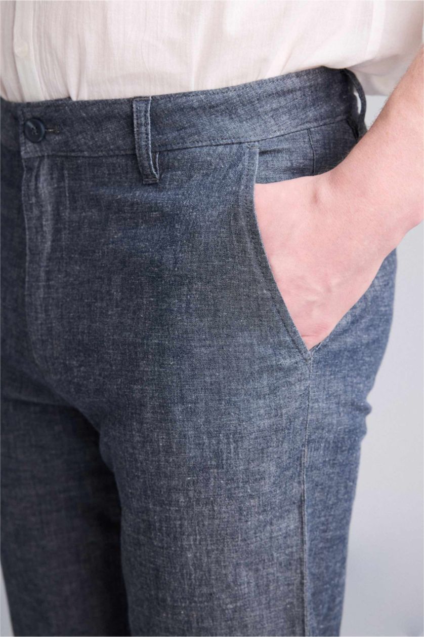 Erkek Lacivert Regular Fıt Pantolon