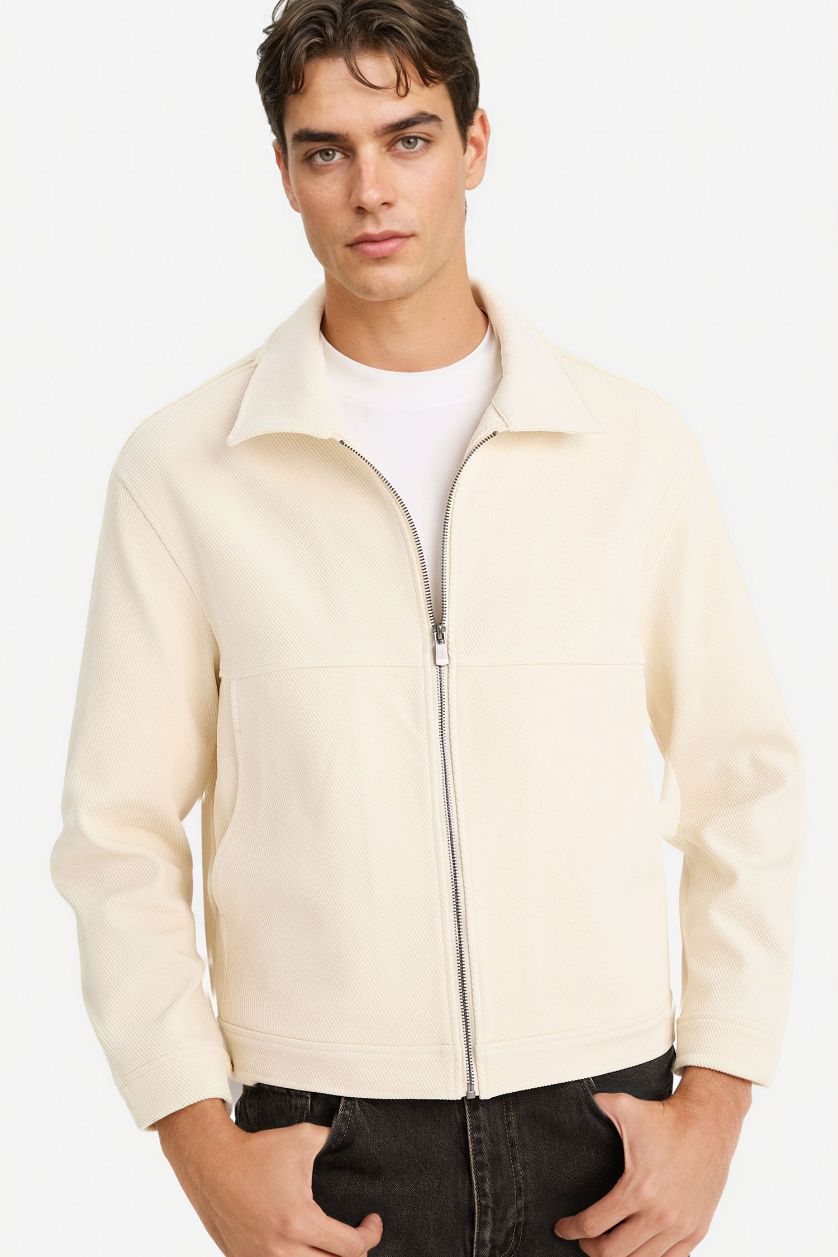 MAN Ecru Regular Fit Cotton Jacket