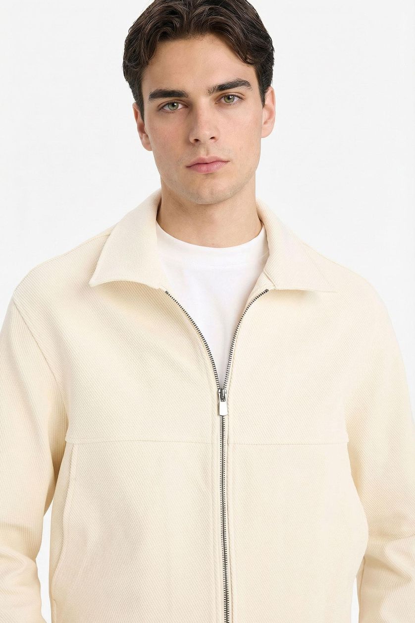 MAN Ecru Regular Fit Cotton Jacket