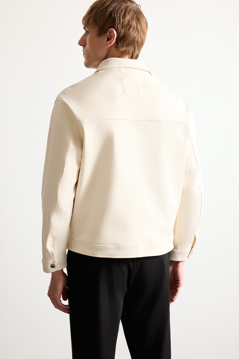 Men Ecru Regular Fit Cotton Jacket
