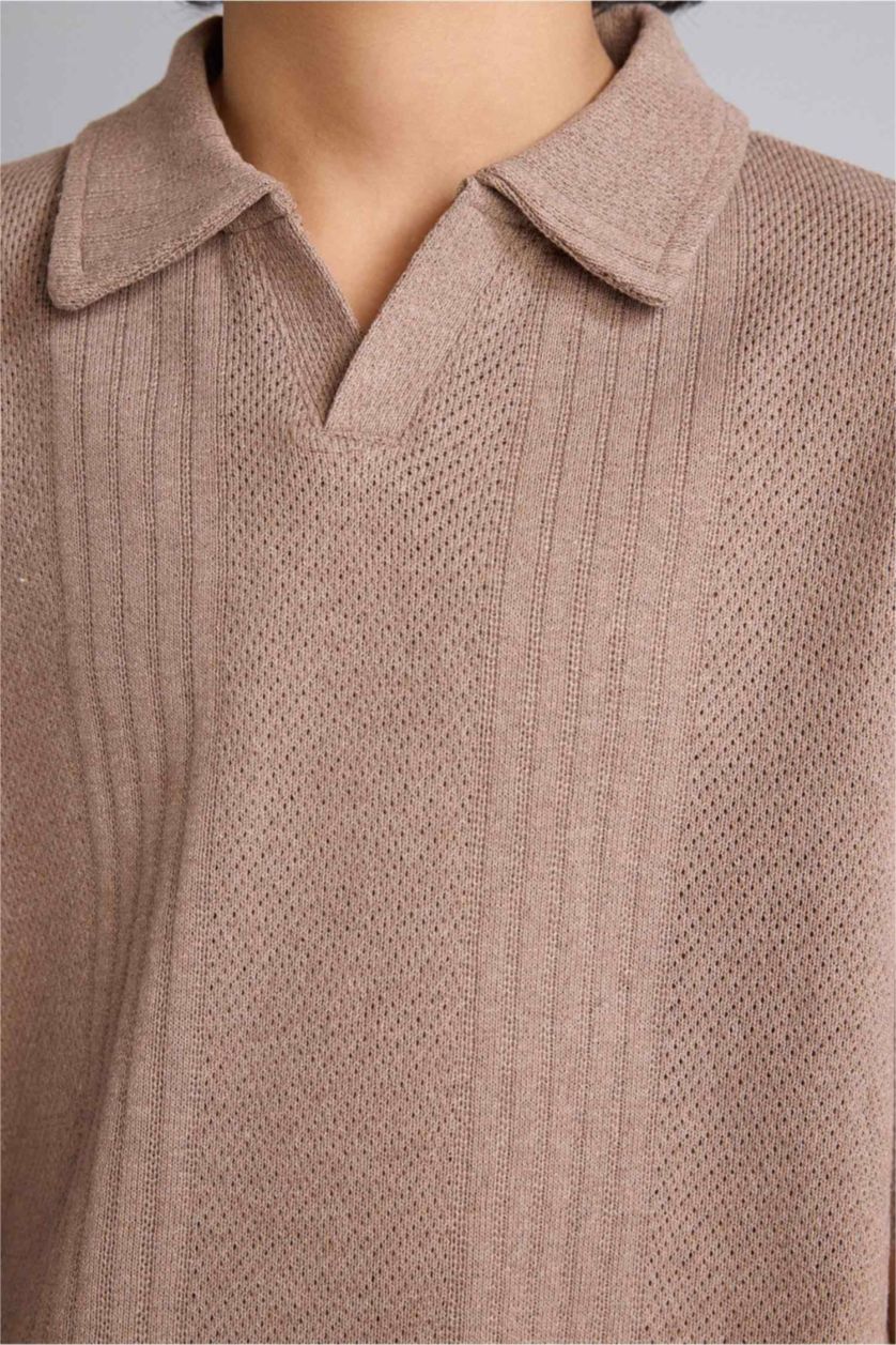 أولادي بني فاتح تيشيرت بولو اولادي نص كم اوفر سايز بياقة عالية