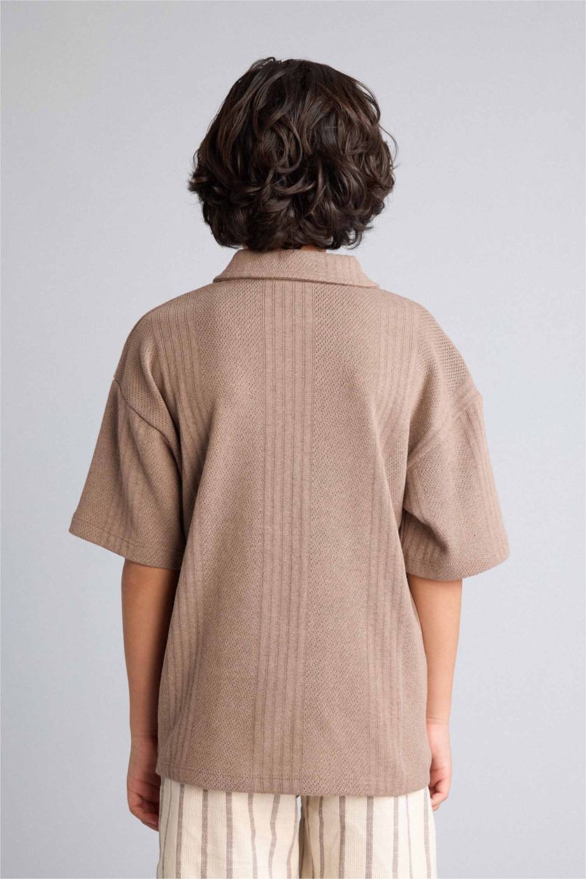 أولادي بني فاتح تيشيرت بولو اولادي نص كم اوفر سايز بياقة عالية