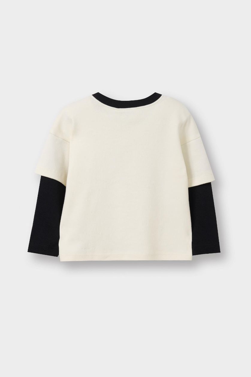 BABY BOY Ecru Boy Oversize Crew Neck Printed T-shirt