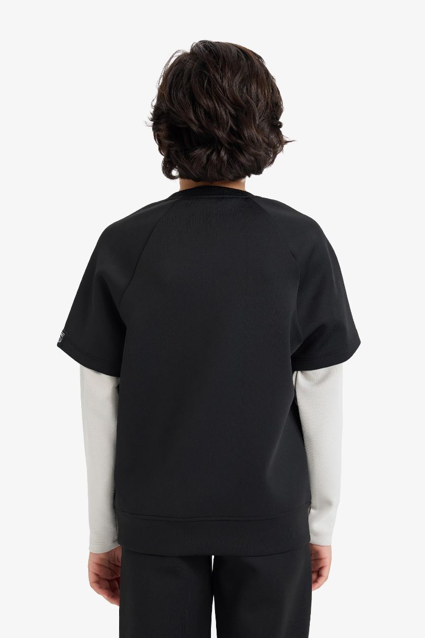 أولادي أسود سويت شيرت سكوبا أوفر سايز مطبوع أولادي