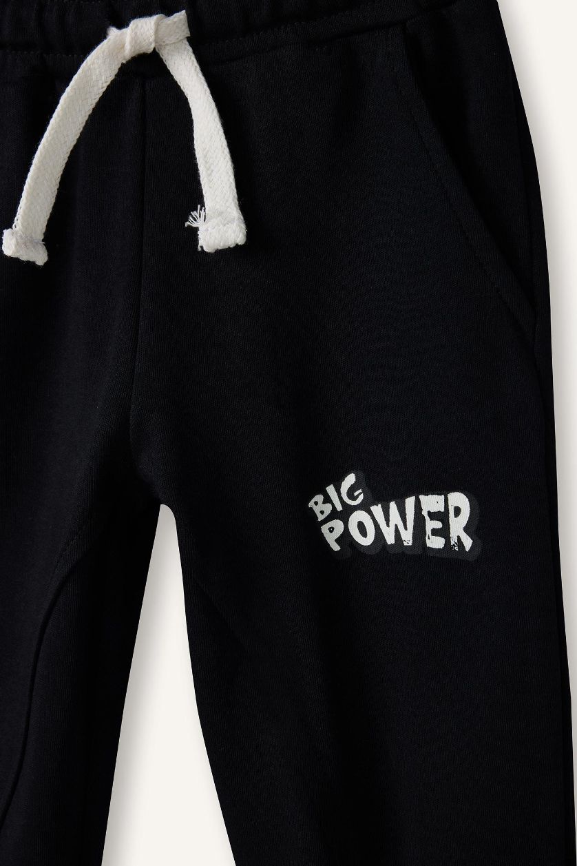 BABY BOY Black Cargo Fit Slogan Elastic Band Trousers