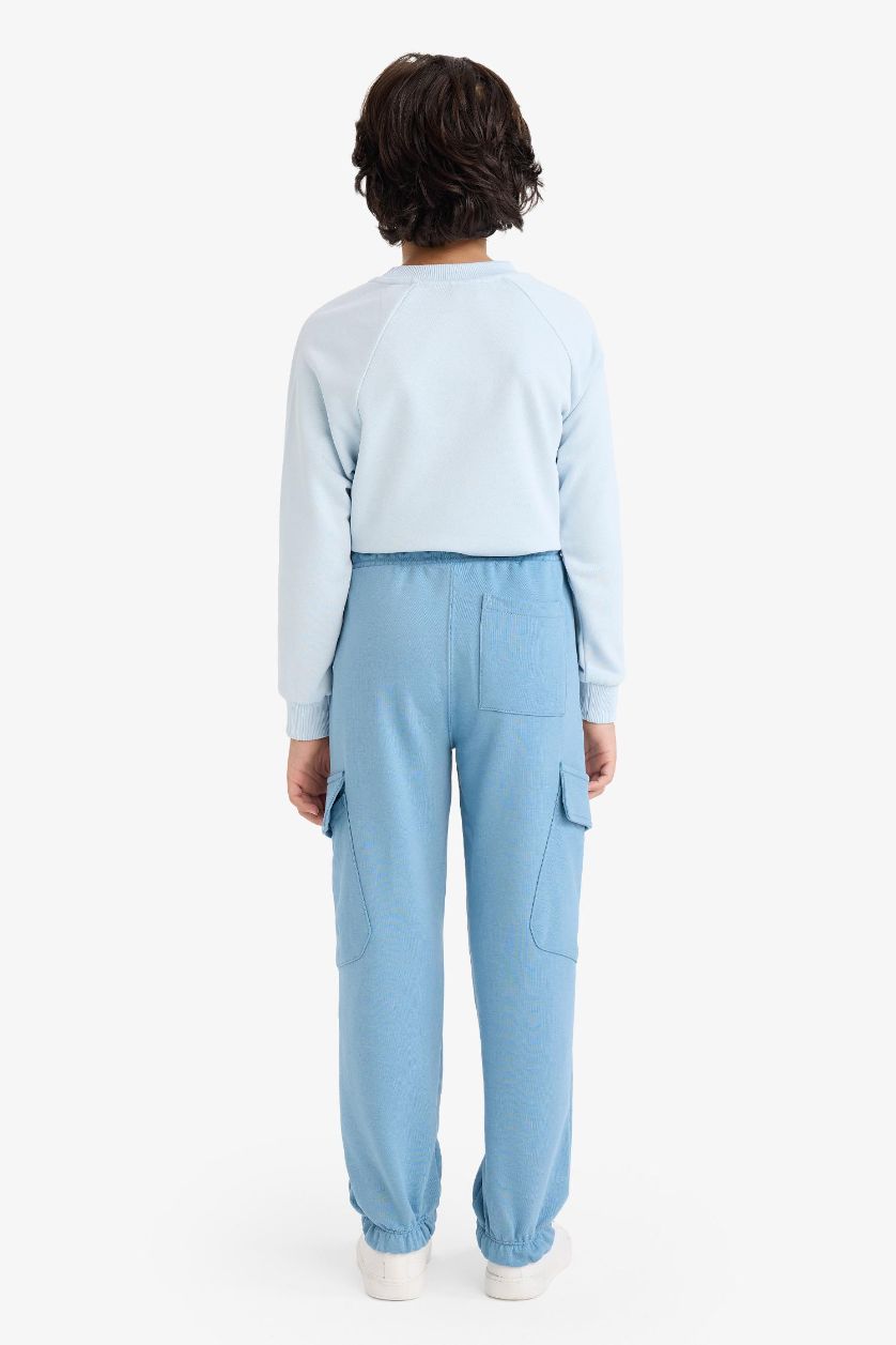 Boys & Teens Blue Boy Elastic Waist Cargo Jogger Sweatpants