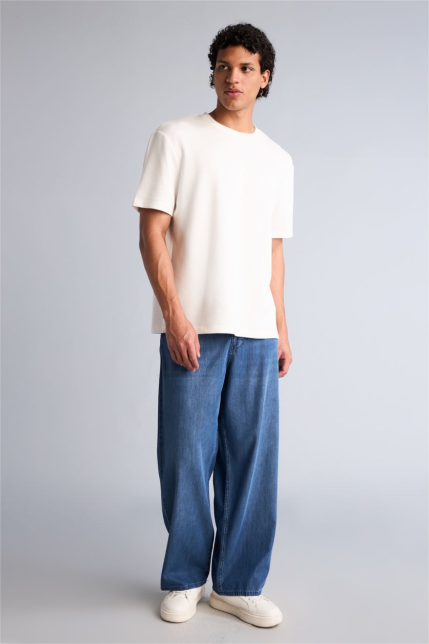 Erkek Mavi Wıde Leg Pantolon