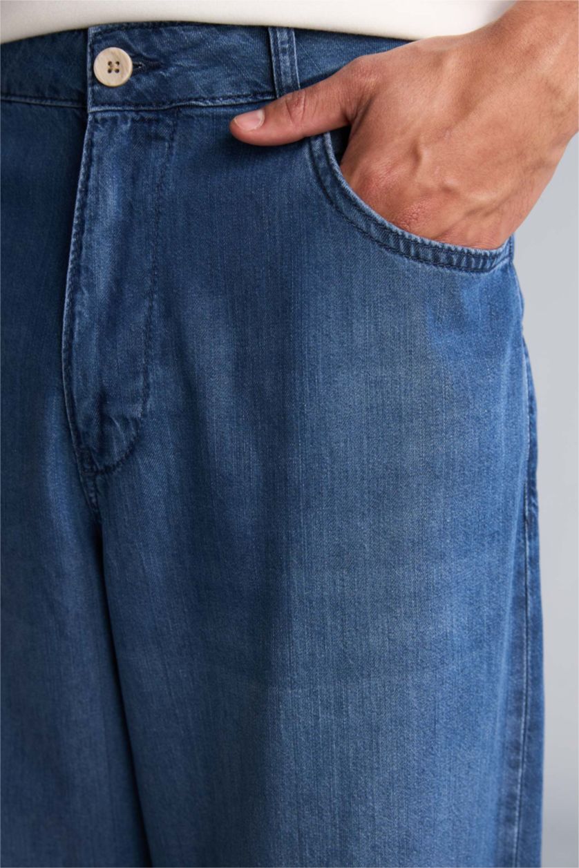 Erkek Mavi Wıde Leg Pantolon