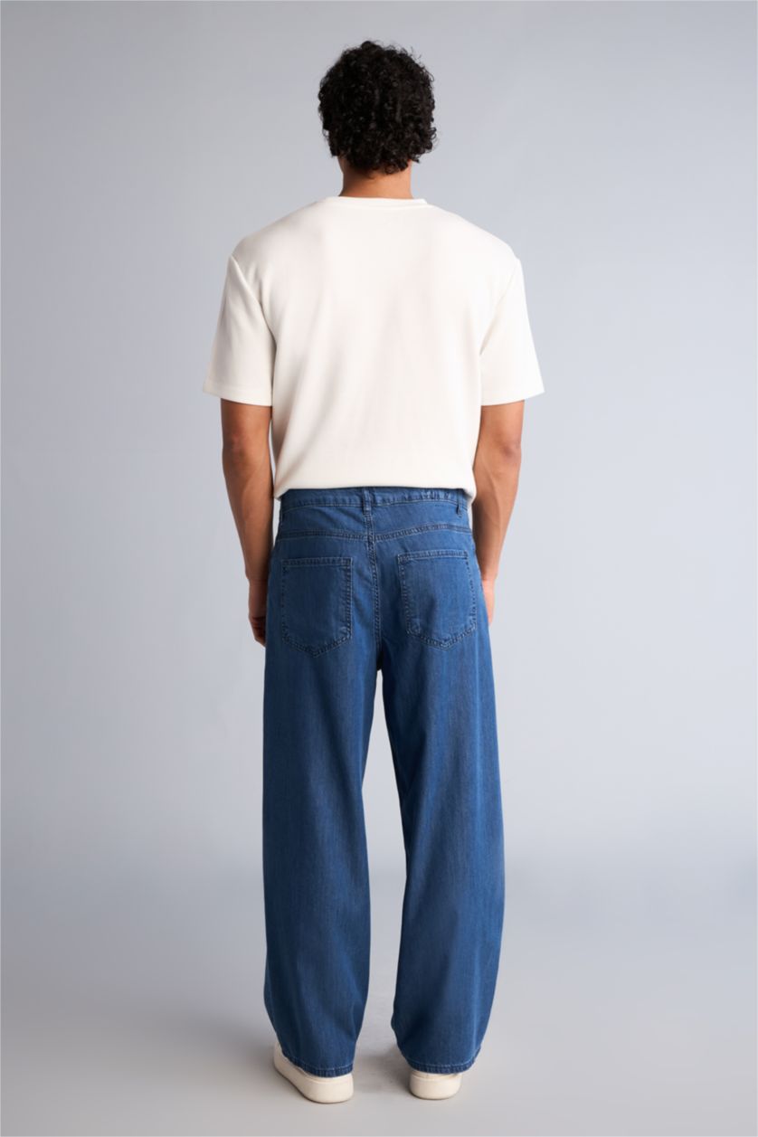 Erkek Mavi Wıde Leg Pantolon