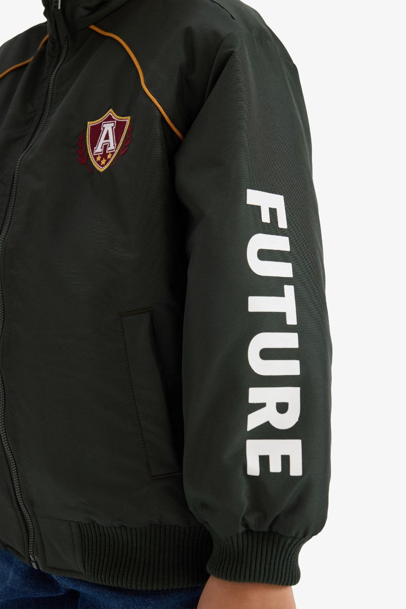 BOYS & TEENS Dark Green Boy Zippered Taffeta Jacket