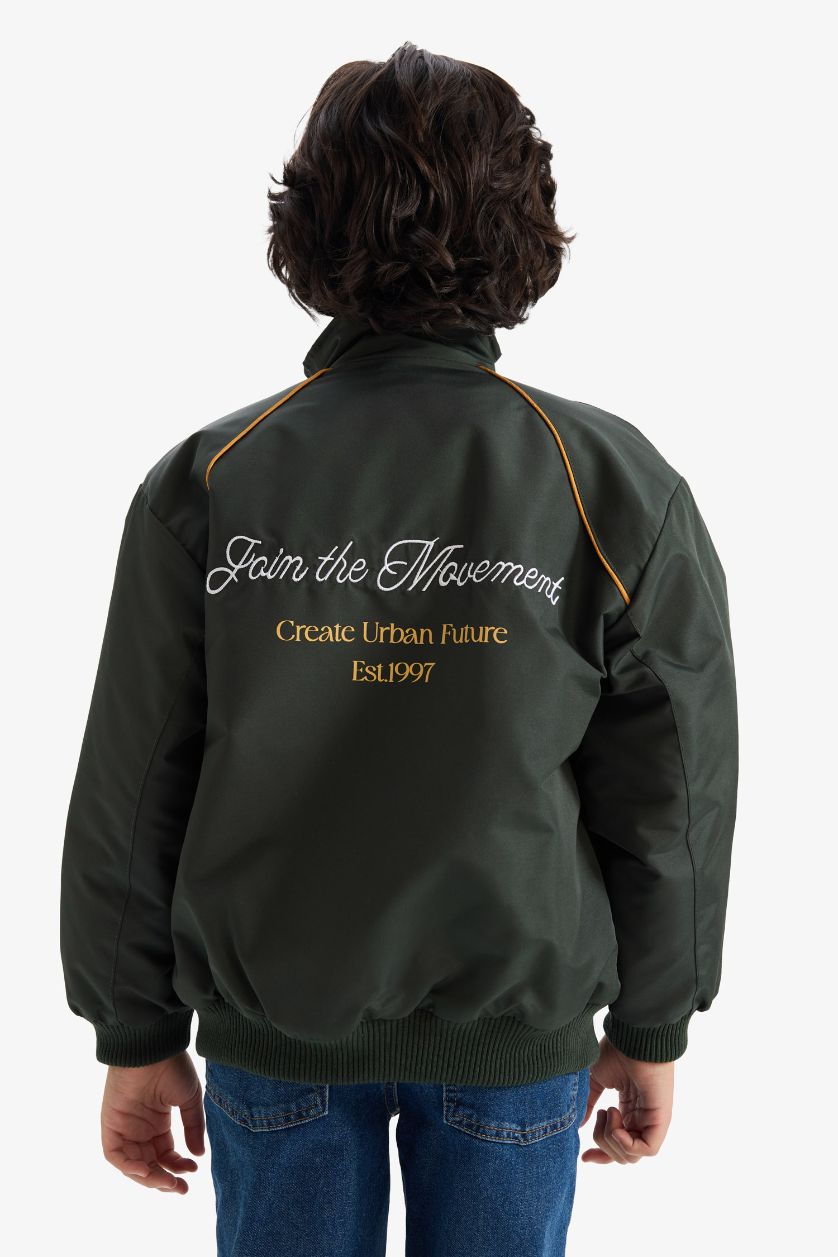 BOYS & TEENS Dark Green Boy Zippered Taffeta Jacket