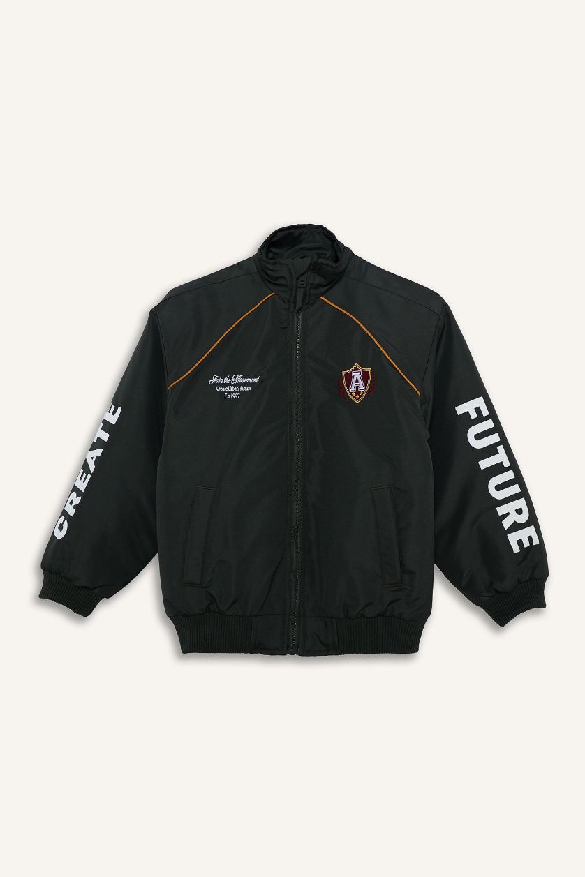 BOYS & TEENS Dark Green Boy Zippered Taffeta Jacket