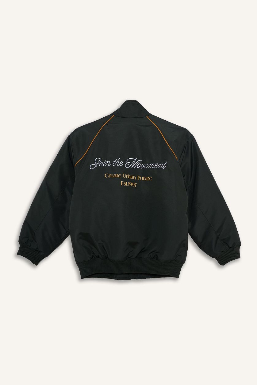 BOYS & TEENS Dark Green Boy Zippered Taffeta Jacket