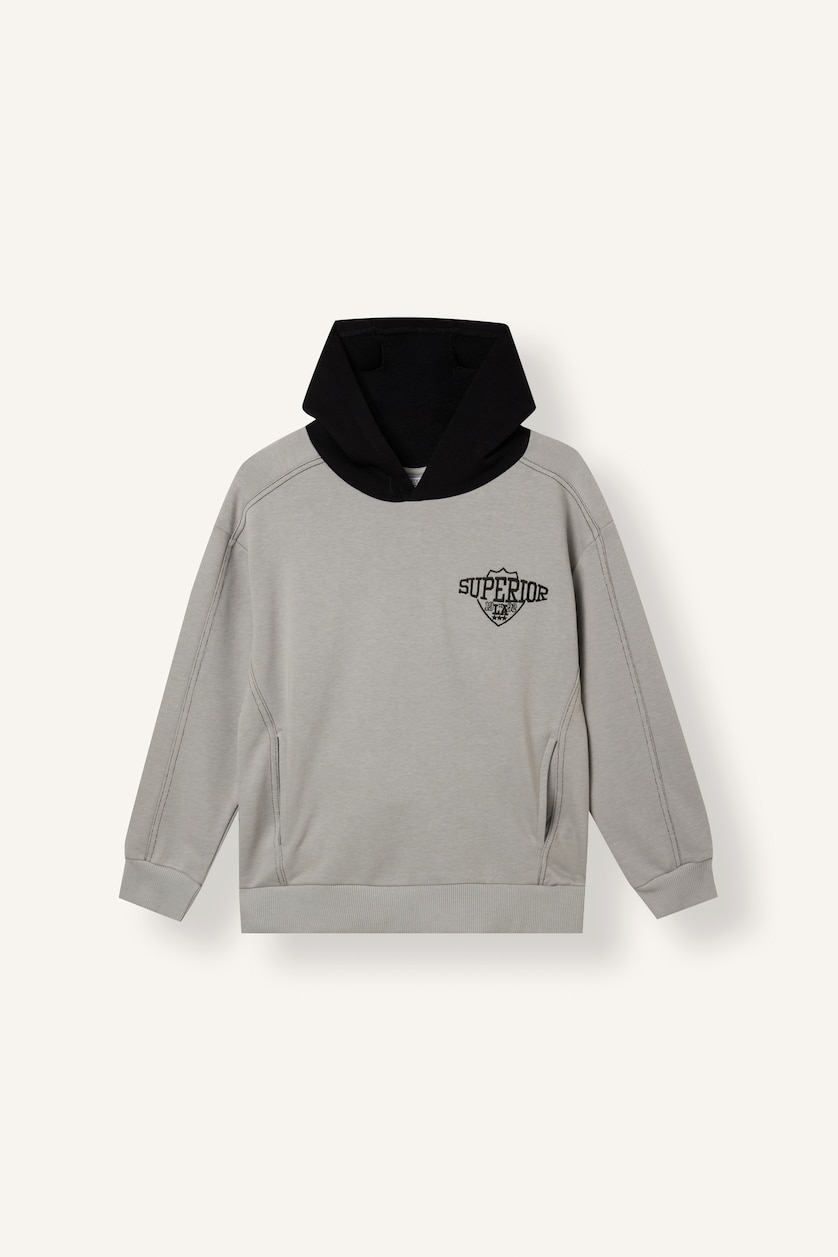 BOYS & TEENS Light Grey Boy 2 Piece Hooded Long Sleeve Printed Set
