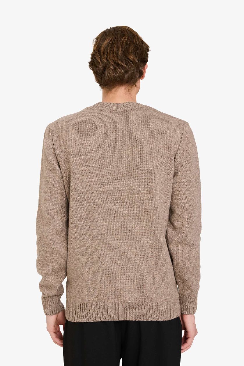 رجال ميلانج بني فاتح بلوز تريكو قصة عادية بياخة V