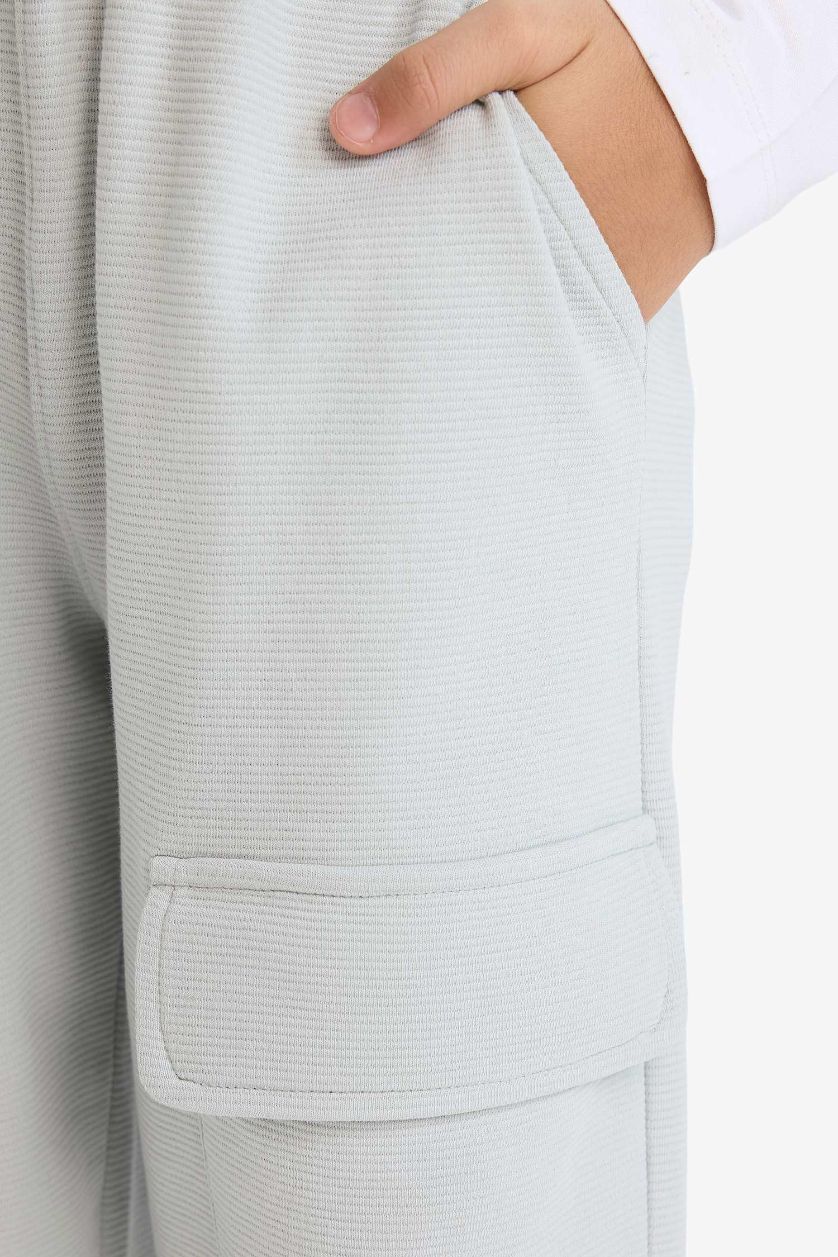 Erkek Çocuk - Genç Erkek Açık Gri Loose Fit Beli Lastikli Eşofman Altı Erkek Çocuk