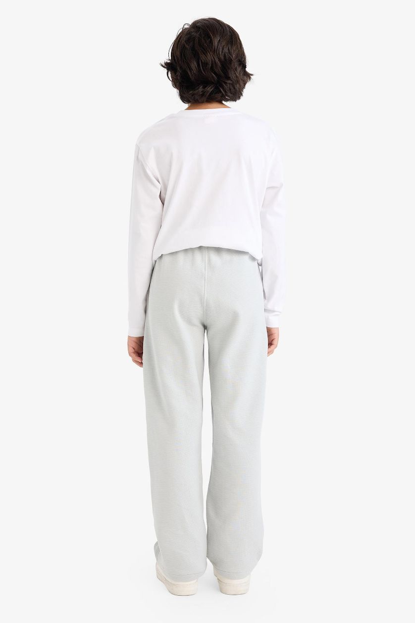 Erkek Çocuk - Genç Erkek Açık Gri Loose Fit Beli Lastikli Eşofman Altı Erkek Çocuk