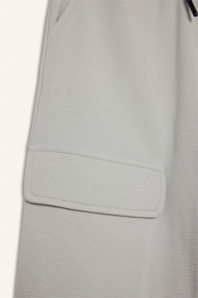 Erkek Çocuk - Genç Erkek Açık Gri Loose Fit Beli Lastikli Eşofman Altı Erkek Çocuk