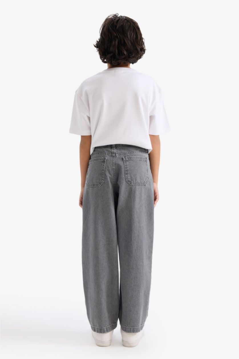 أولاد رمادي بنطرون جينز كارجو ولادي برجل عادي بجيب