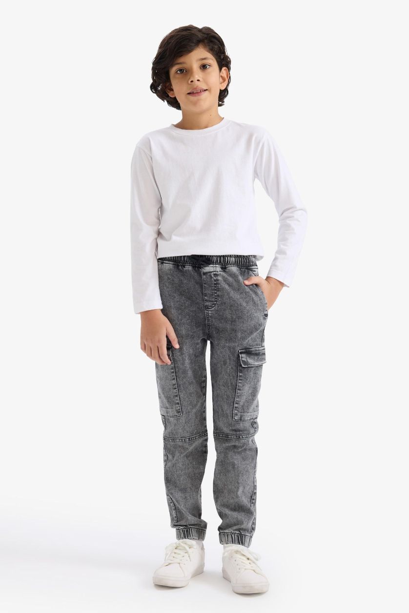 Erkek Çocuk - Genç Erkek Gri Jogger Fit Jean Pantolon Erkek Çocuk