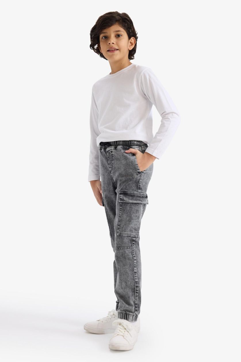 Erkek Çocuk - Genç Erkek Gri Jogger Fit Jean Pantolon Erkek Çocuk