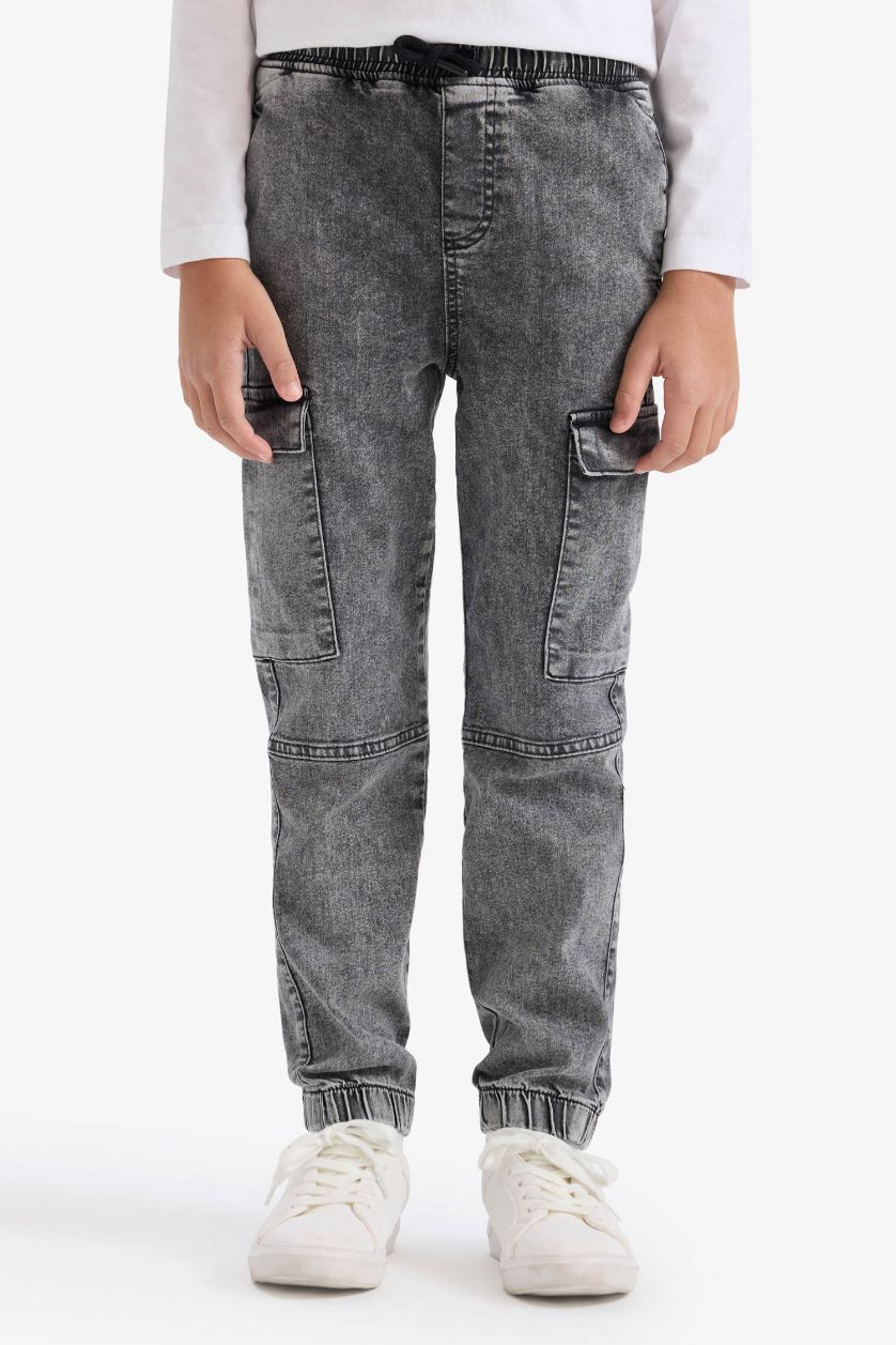 Erkek Çocuk - Genç Erkek Gri Jogger Fit Jean Pantolon Erkek Çocuk