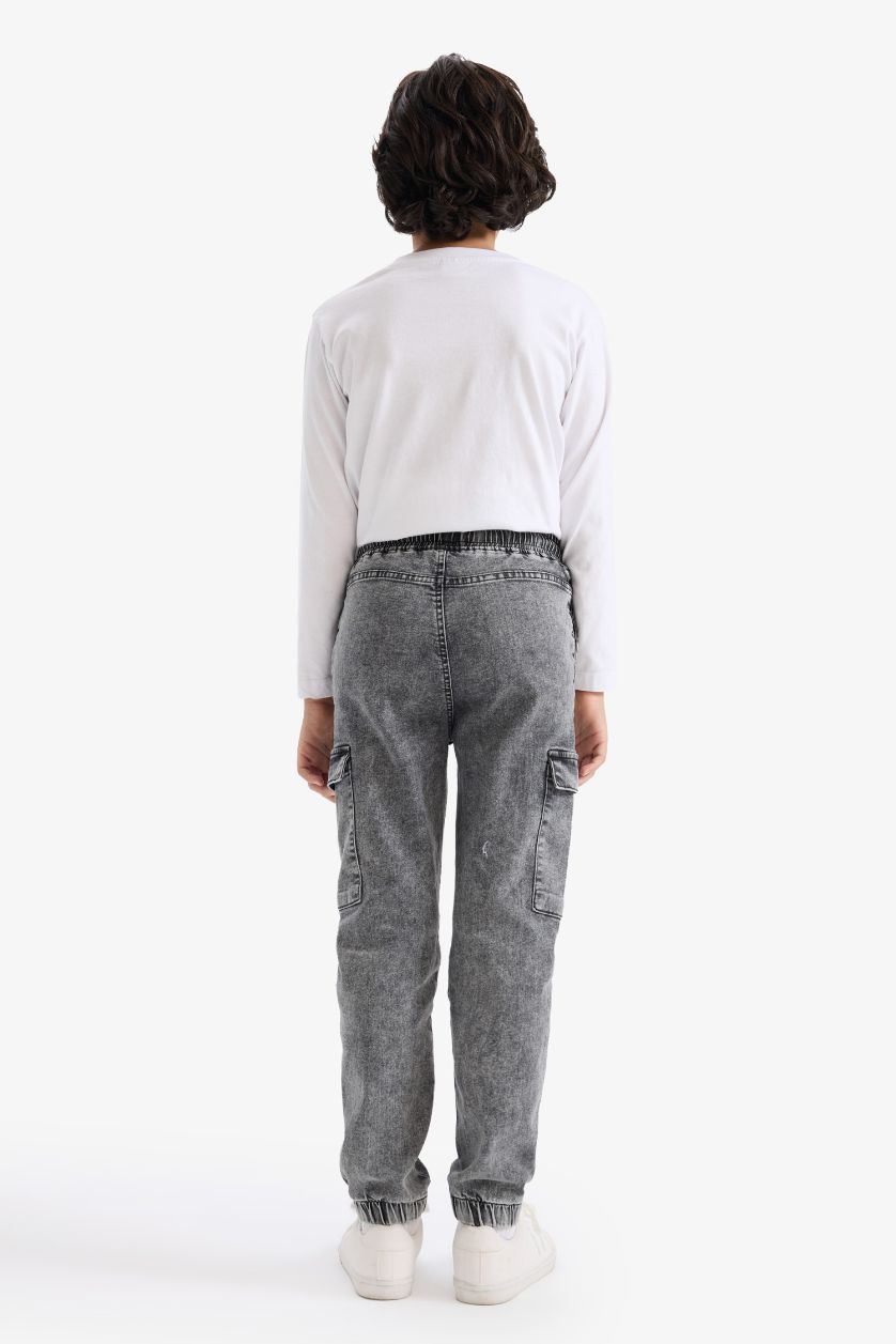 Erkek Çocuk - Genç Erkek Gri Jogger Fit Jean Pantolon Erkek Çocuk