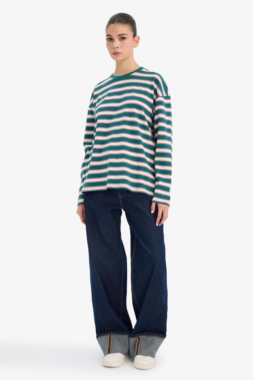 Kadın Yeşil %100 Pamuk Oversıze Tişört