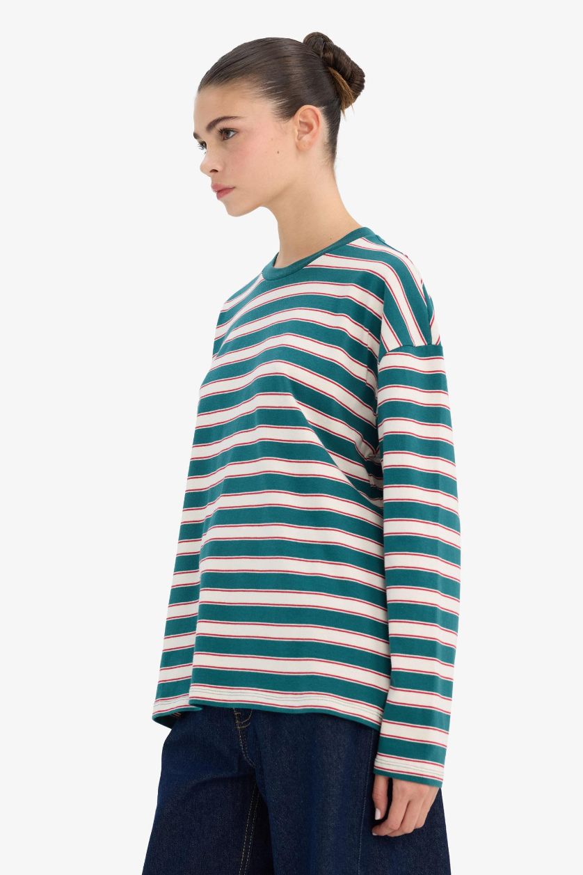 Kadın Yeşil %100 Pamuk Oversıze Tişört