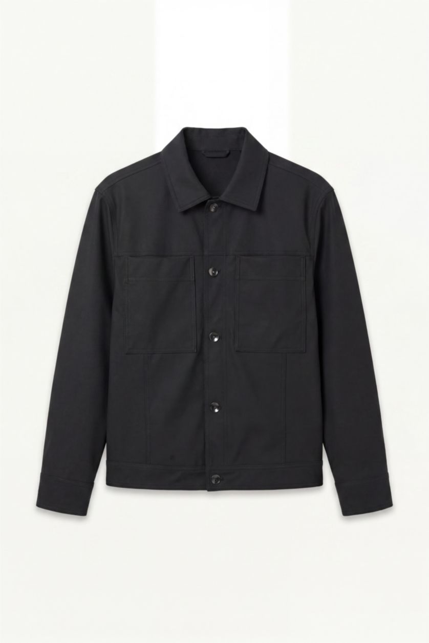 Men Black Oversize Fit Shirt Collar Waterproof Jacket