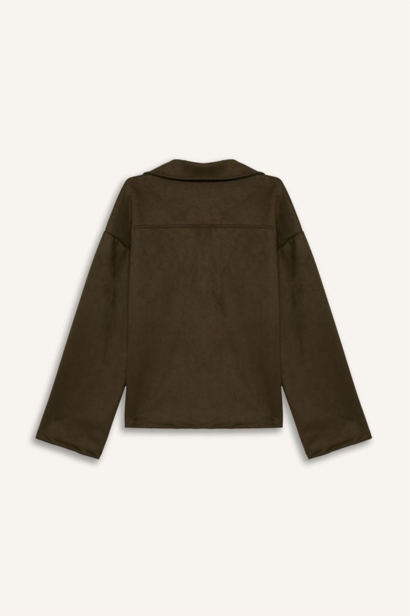 Woman Khaki تيشيرت ردن طويل شمواه اوفر سايز بياخة بولو