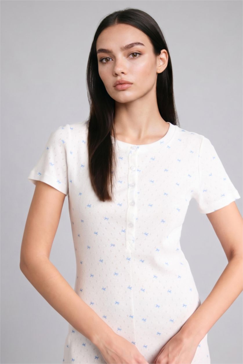 Kadın Ekru Regular Fit Kısa kollu Tulum