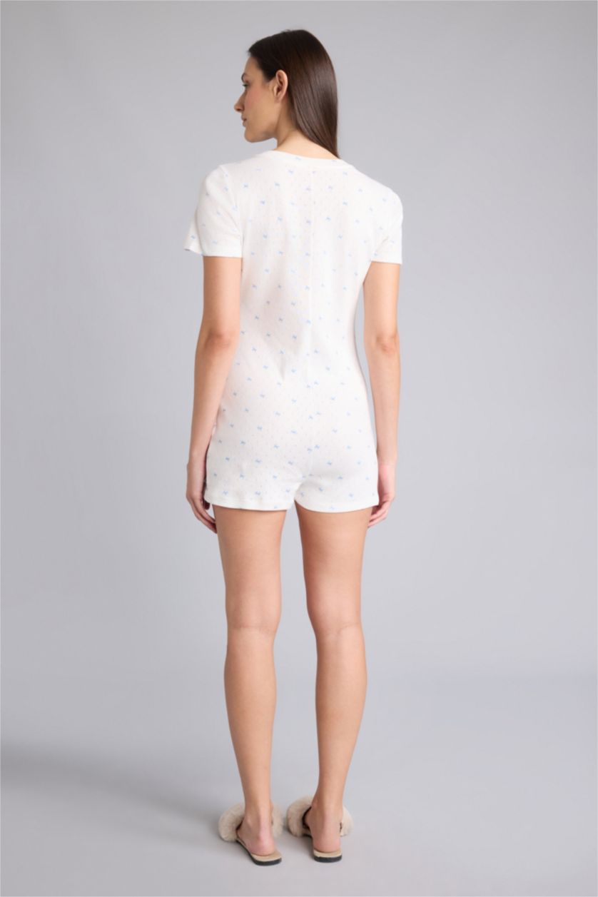 Kadın Ekru Regular Fit Kısa kollu Tulum