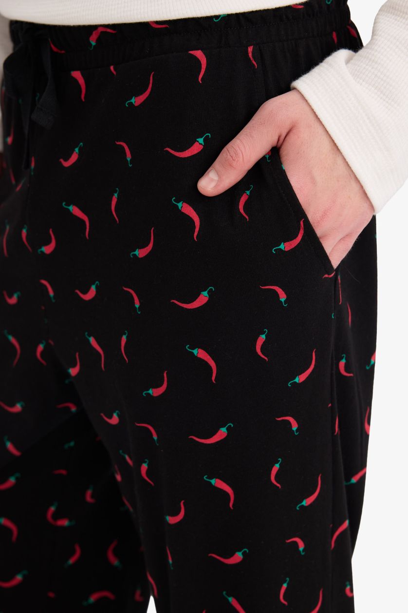 HOMME Noir Bas de pyjama imprimé Coupe régulière