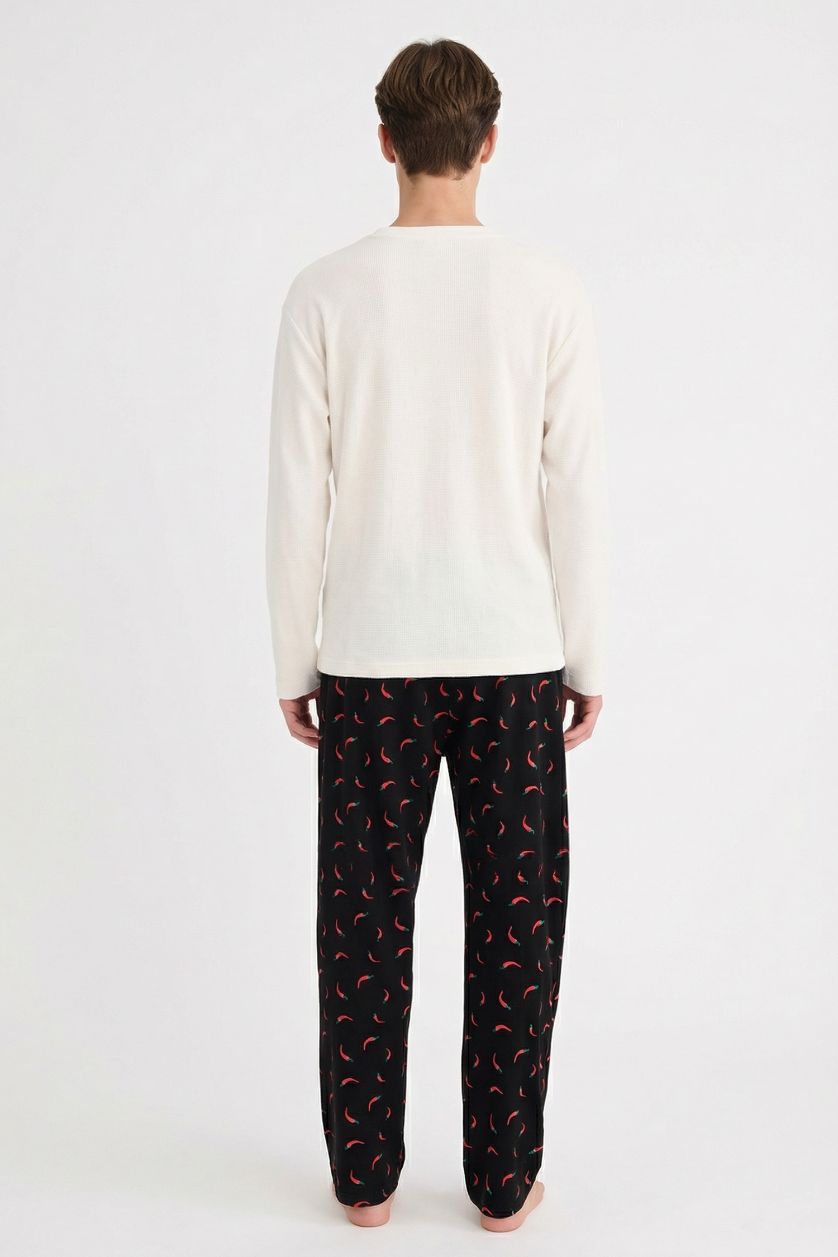 HOMME Noir Bas de pyjama imprimé Coupe régulière