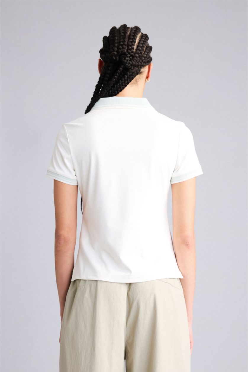 Женщины Бежевый Woman Short Sleeve Polo T-Shirt