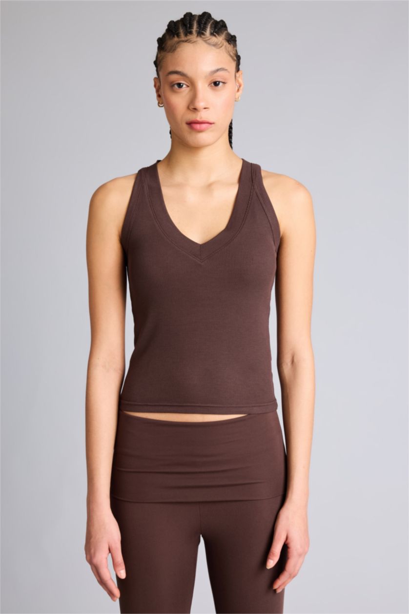 Kadın Kahve Slim Fit Atlet