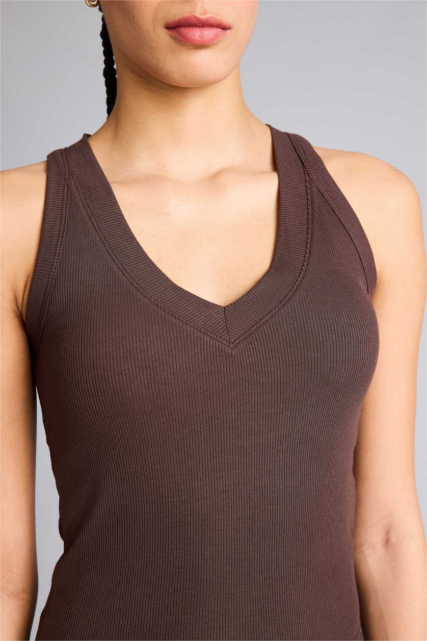 Kadın Kahve Slim Fit Atlet