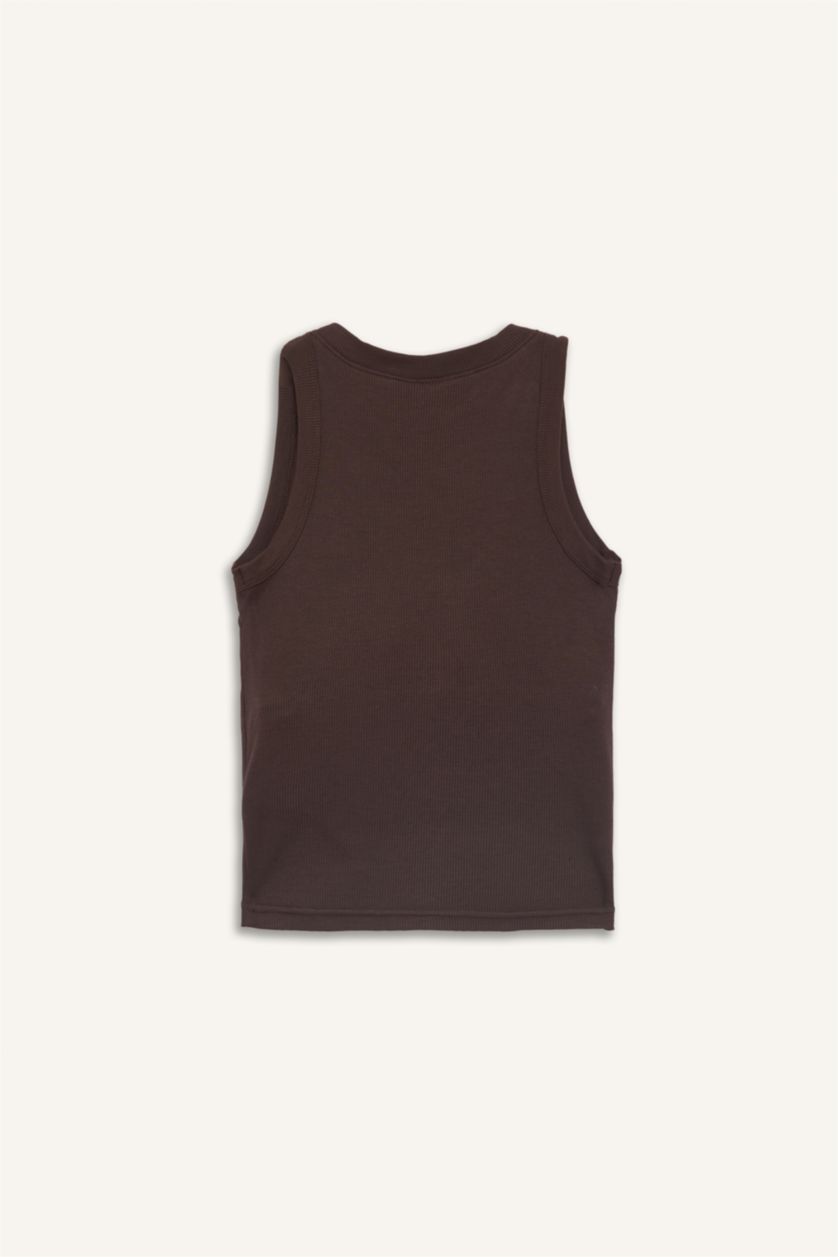 نساء بني Slim Fit V-Neck Modal Sports Tank Top