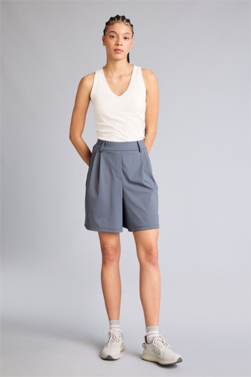 Женщины Бежевый Спортивная майка Slim Fit из модала с V-образным вырезом