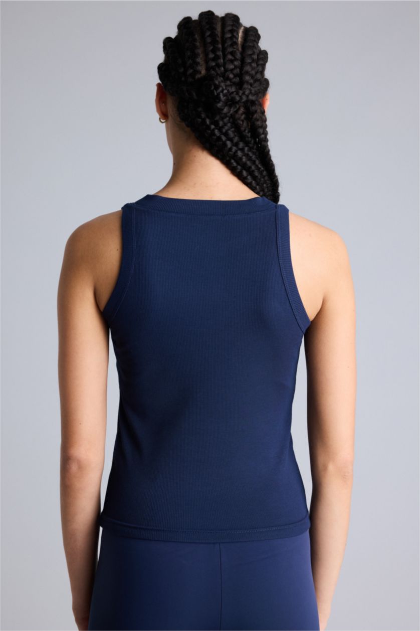 Женщины Синий Спортивная майка Slim Fit из модала с V-образным вырезом