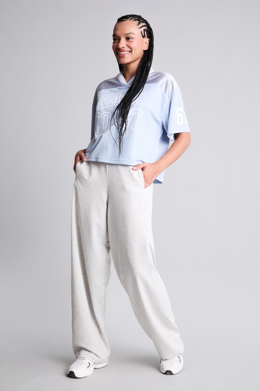 Women Grey Melange Barrel Fit Fleece With Pockets Sweatpants