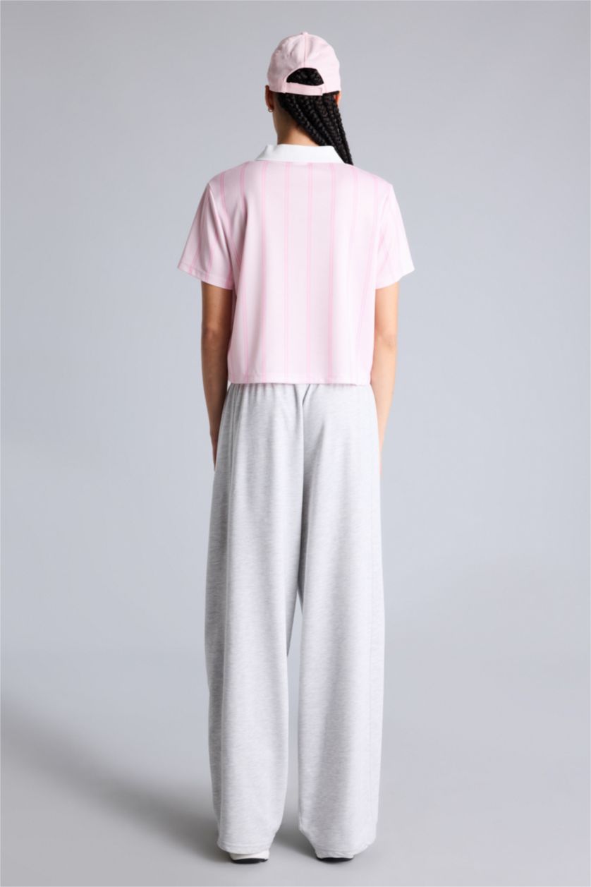 Kadın Gri Melanj Barrel Fıt Cepli Standart Paça Standart Boy Sweatshirt Kumaşı Sporcu Pantolon