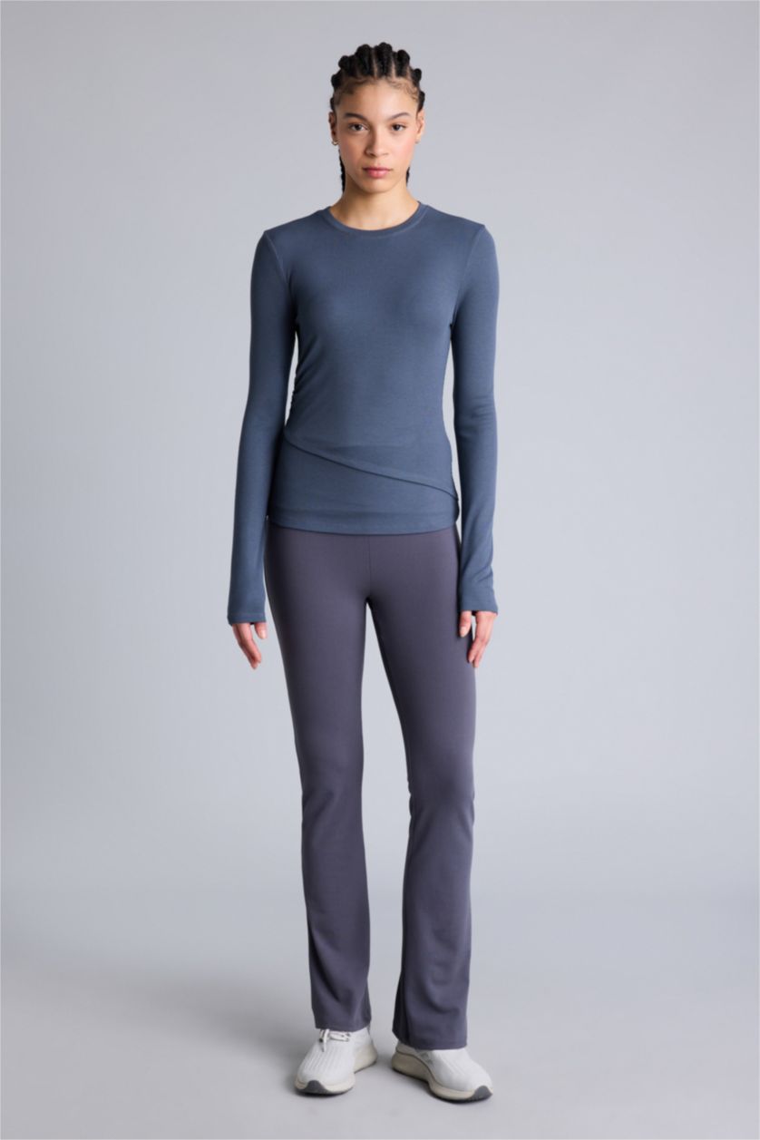 Kadın Antrasit Slım Fıt Modal Uzun Kollu Tişört