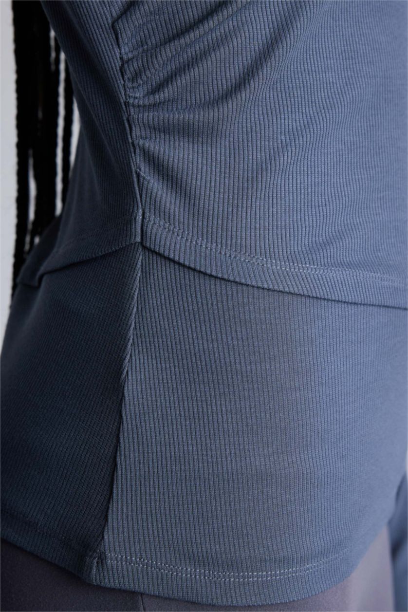 Kadın Antrasit Slım Fıt Modal Uzun Kollu Tişört