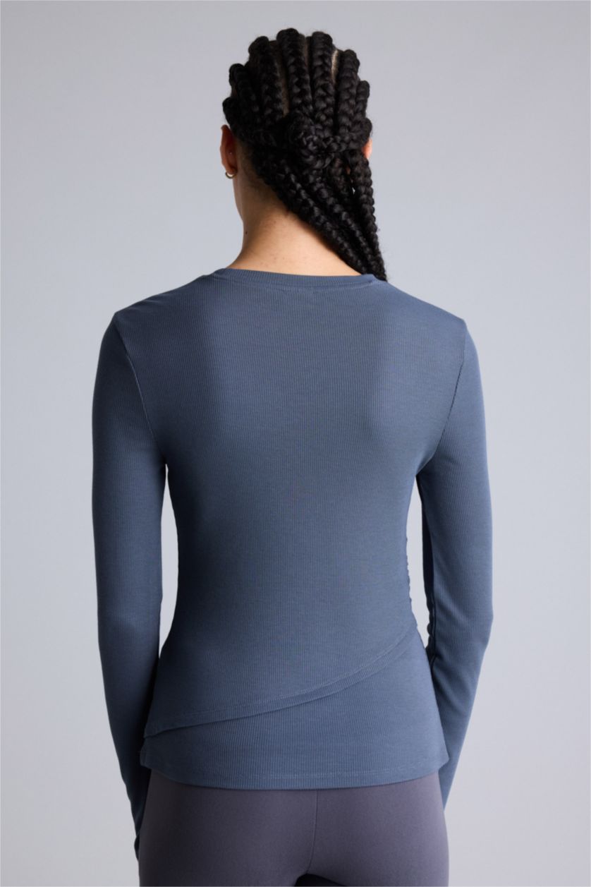 Kadın Antrasit Slım Fıt Modal Uzun Kollu Tişört